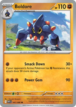 Boldore Pokemon card from White Flare, card number 47