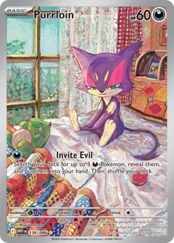 Purrloin Pokemon card from White Flare, card number 136