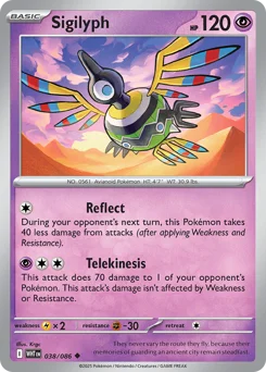 Sigilyph Pokemon card from White Flare, card number 38