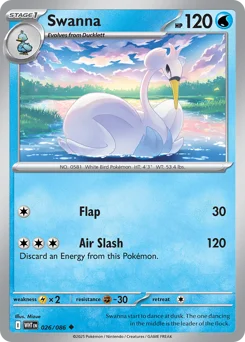 Swanna Pokemon card from White Flare, card number 26