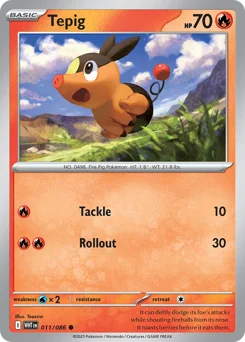 Tepig Pokemon card from White Flare, card number 11