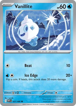 Vanillite Pokemon card from White Flare, card number 27