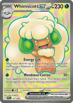 Whimsicott ex Pokemon card from White Flare, card number 157