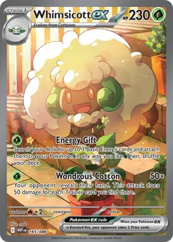 Whimsicott ex Pokemon card from White Flare, card number 165