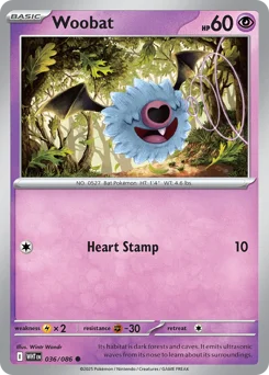 Woobat Pokemon card from White Flare, card number 36