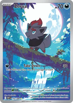 Zorua Pokemon card from White Flare, card number 142