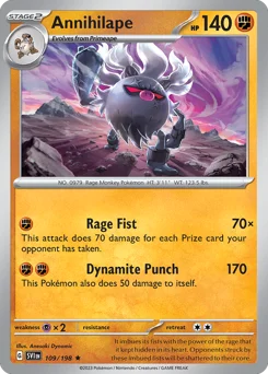 Annihilape Pokemon card from Scarlet & Violet, card number 109
