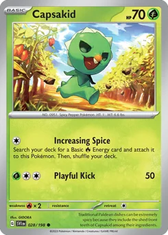 Capsakid Pokemon card from Scarlet & Violet, card number 28