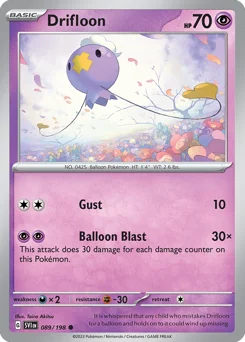 Drifloon Pokemon card from Scarlet & Violet, card number 89
