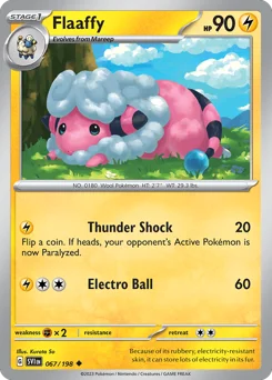 Flaaffy Pokemon card from Scarlet & Violet, card number 67