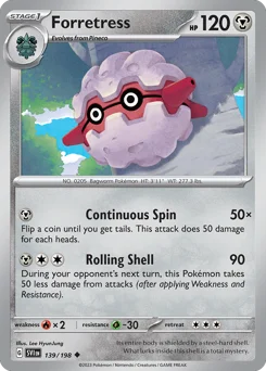 Forretress Pokemon card from Scarlet & Violet, card number 139