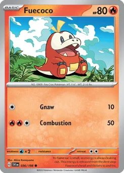Fuecoco Pokemon card from Scarlet & Violet, card number 36