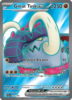 Great Tusk ex Pokemon card from Scarlet & Violet, card number 230