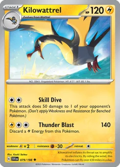 Kilowattrel Pokemon card from Scarlet & Violet, card number 79