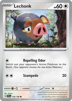 Lechonk Pokemon card from Scarlet & Violet, card number 154