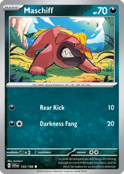 Maschiff Pokemon card from Scarlet & Violet, card number 135