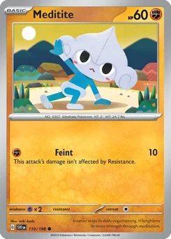 Meditite Pokemon card from Scarlet & Violet, card number 110