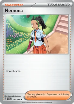 Nemona Pokemon card from Scarlet & Violet, card number 180