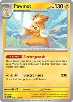 Pawmot Pokemon card from Scarlet & Violet, card number 76