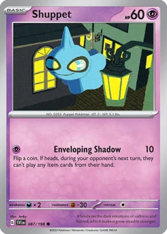 Shuppet Pokemon card from Scarlet & Violet, card number 87