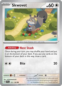 Skwovet Pokemon card from Scarlet & Violet, card number 151