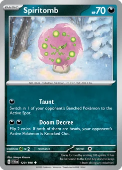 Spiritomb Pokemon card from Scarlet & Violet, card number 129
