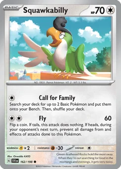 Squawkabilly Pokemon card from Scarlet & Violet, card number 162