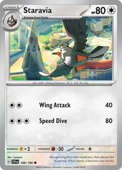 Staravia Pokemon card from Scarlet & Violet, card number 149