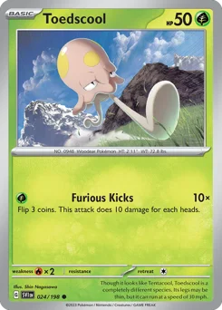 Toedscool Pokemon card from Scarlet & Violet, card number 24