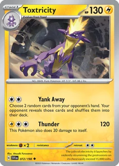 Toxtricity Pokemon card from Scarlet & Violet, card number 72