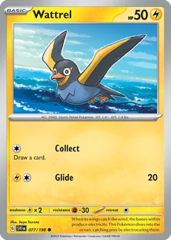 Wattrel Pokemon card from Scarlet & Violet, card number 77