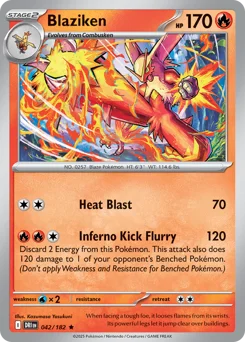Blaziken Pokemon card from Destined Rivals, card number 42