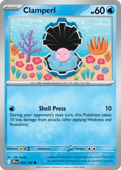 Clamperl Pokemon card from Destined Rivals, card number 54