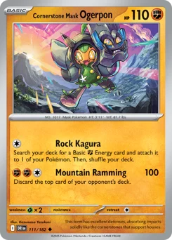 Cornerstone Mask Ogerpon Pokemon card from Destined Rivals, card number 111