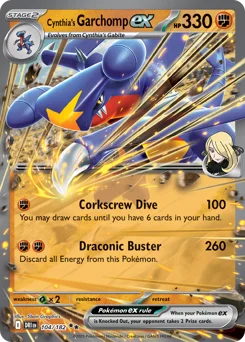 Cynthia's Garchomp ex Pokemon card from Destined Rivals, card number 104