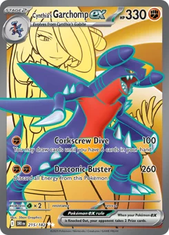 Cynthia's Garchomp ex Pokemon card from Destined Rivals, card number 215