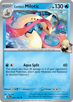 Cynthia's Milotic Pokemon card from Destined Rivals, card number 53