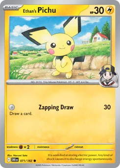 Ethan's Pichu Pokemon card from Destined Rivals, card number 71