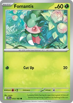 Fomantis Pokemon card from Destined Rivals, card number 13