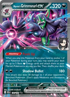 Marnie's Grimmsnarl ex Pokemon card from Destined Rivals, card number 136