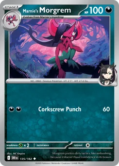 Marnie's Morgrem Pokemon card from Destined Rivals, card number 135