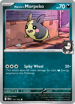Marnie's Morpeko Pokemon card from Destined Rivals, card number 137