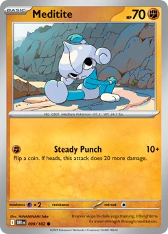 Meditite Pokemon card from Destined Rivals, card number 99