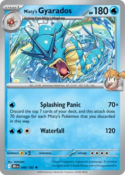 Misty's Gyarados Pokemon card from Destined Rivals, card number 49