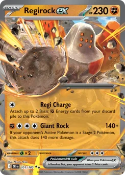Regirock ex Pokemon card from Destined Rivals, card number 101
