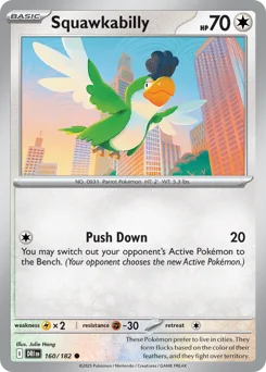 Squawkabilly Pokemon card from Destined Rivals, card number 160