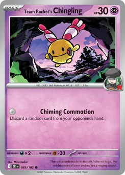 Team Rocket's Chingling Pokemon card from Destined Rivals, card number 85