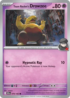 Team Rocket's Drowzee Pokemon card from Destined Rivals, card number 79