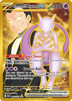Team Rocket's Mewtwo ex Pokemon card from Destined Rivals, card number 240