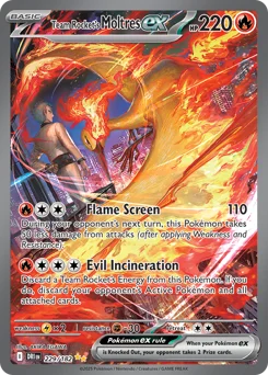 Team Rocket's Moltres ex Pokemon card from Destined Rivals, card number 229